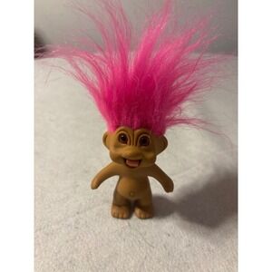 Vintage 1991 TNT Troll Doll Pink Hair Red Eyes Tongue Out 3 Inch Collectible Toy